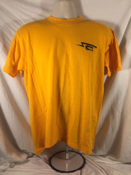 Vintage 80s Sportwear Yellow "Cub Club"  Single Stitch T-shirt // 50/50 // USA