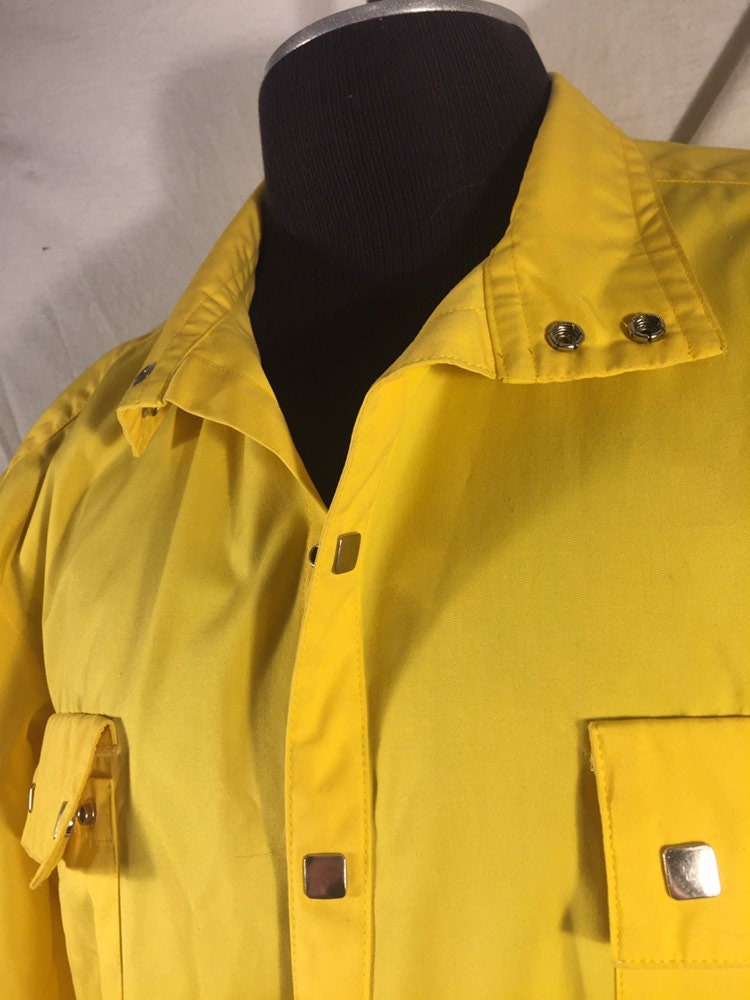 Vintage 70s Obermeyer Yellow Windbreaker Large Ski Jacket Made in Japan Snap Button