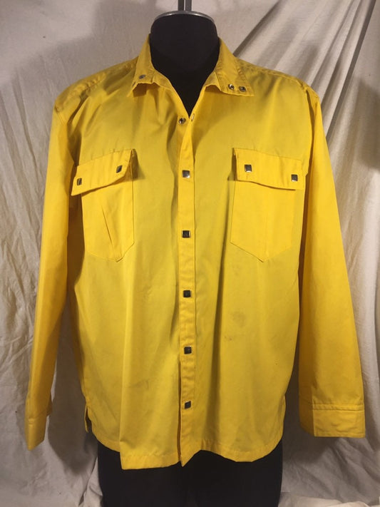 Vintage 70s Obermeyer Yellow Windbreaker Large Ski Jacket Made in Japan Snap Button