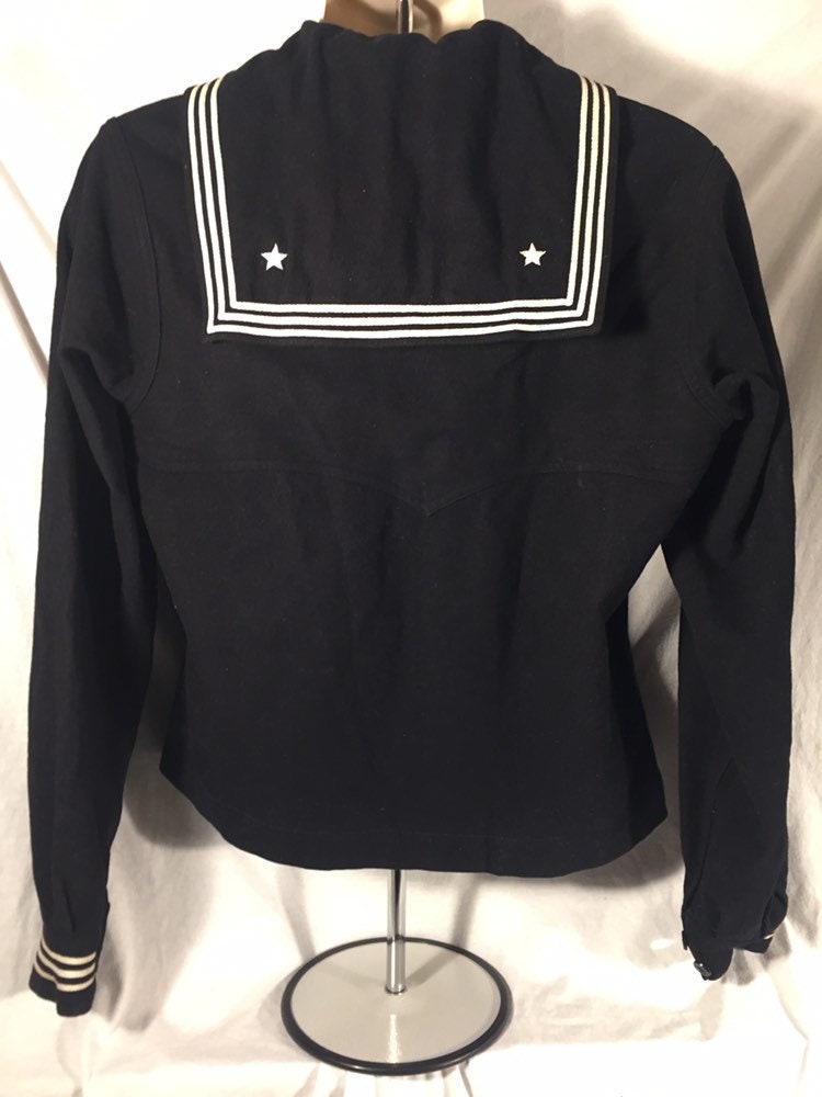 Vintage 1940s US Navy WWII Uniform Top // Ruptured Duck Petty Officer First Class // Small/Medium // Naval Clothing Factory // Wool Shirt