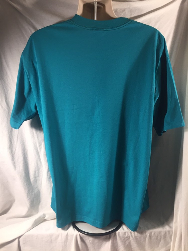 Vintage 90s // Chic by Russell Fifty-Fifty // XL Blank Teal T-shirt // Single Stitch // USA