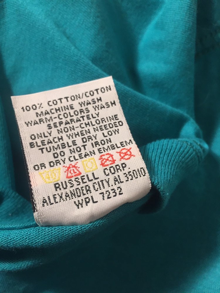 Vintage 90s // Chic by Russell Fifty-Fifty // XL Blank Teal T-shirt // Single Stitch // USA