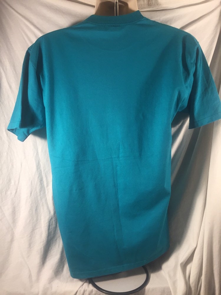 Vintage 90s // Jerzees 50/50 Heavyweight // Large Blank Teal T-shirt // Single Stitch // USA
