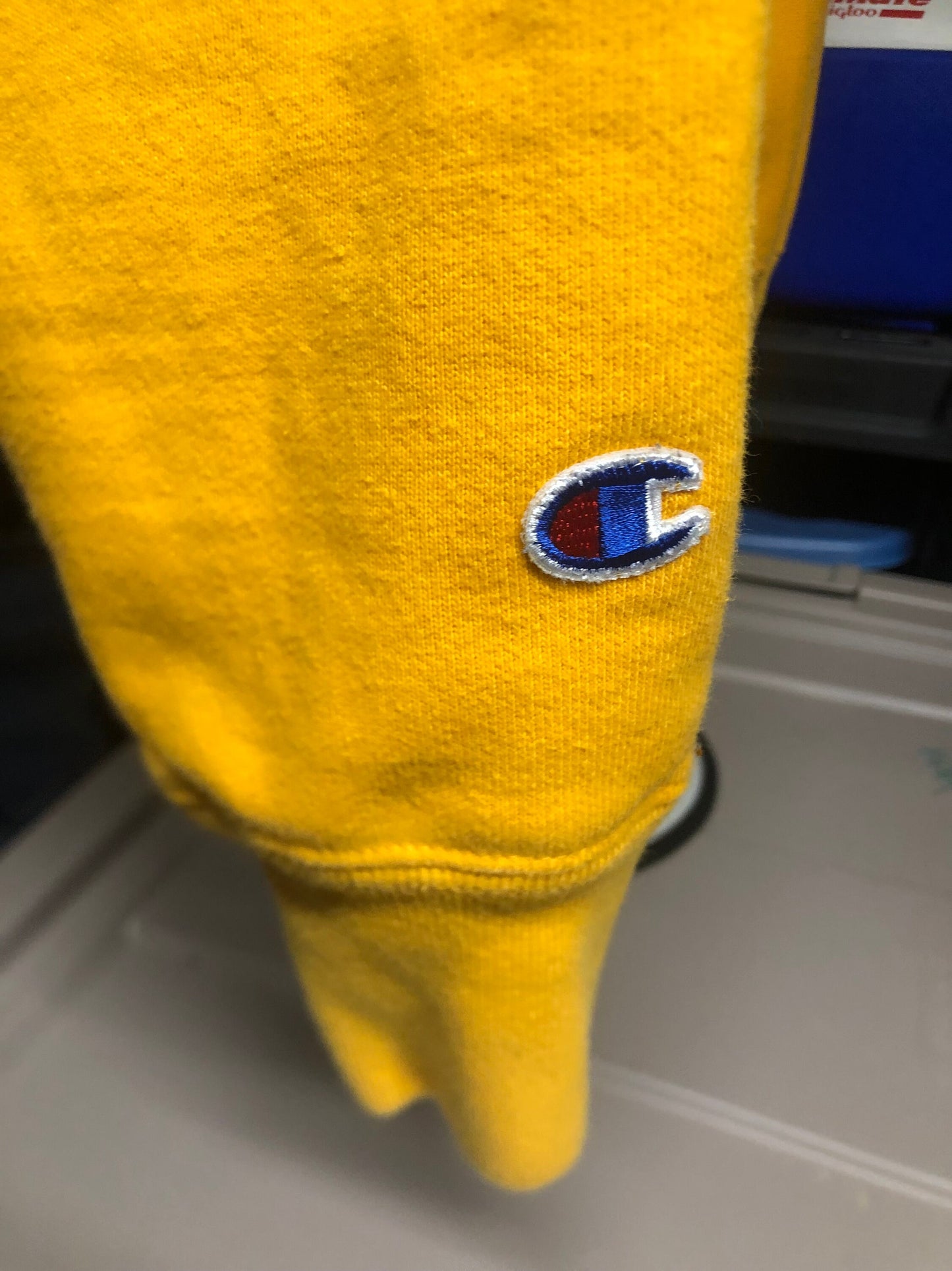Champion Reverse Weave LARGE Yellow Blank Sweatshirt Pullover