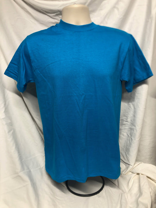 Vintage 90s SMALL Blank Blue Hanes Beefy-T Single-Stitch T-shirt USA Cotton