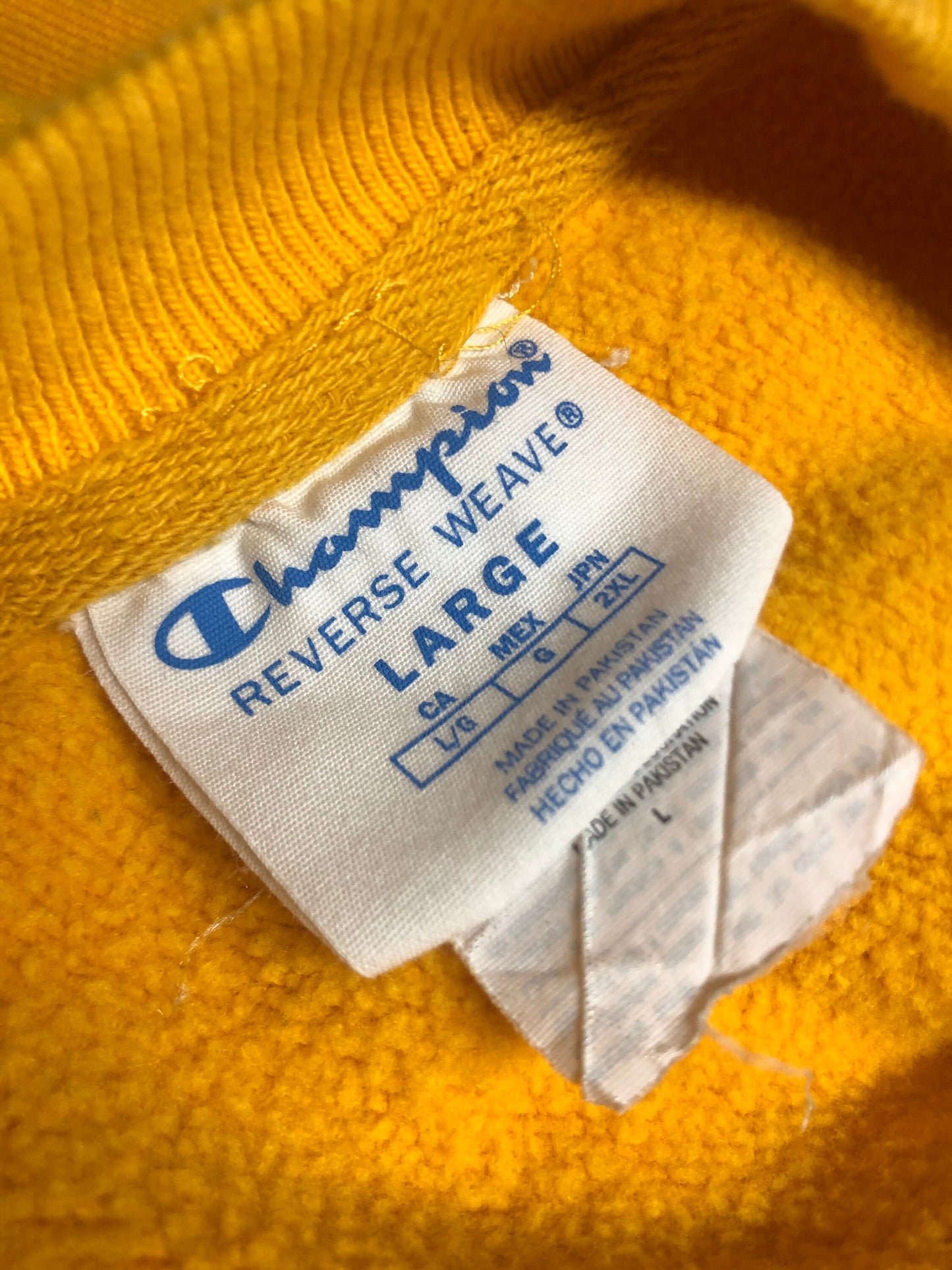 Champion Reverse Weave LARGE Yellow Blank Sweatshirt Pullover