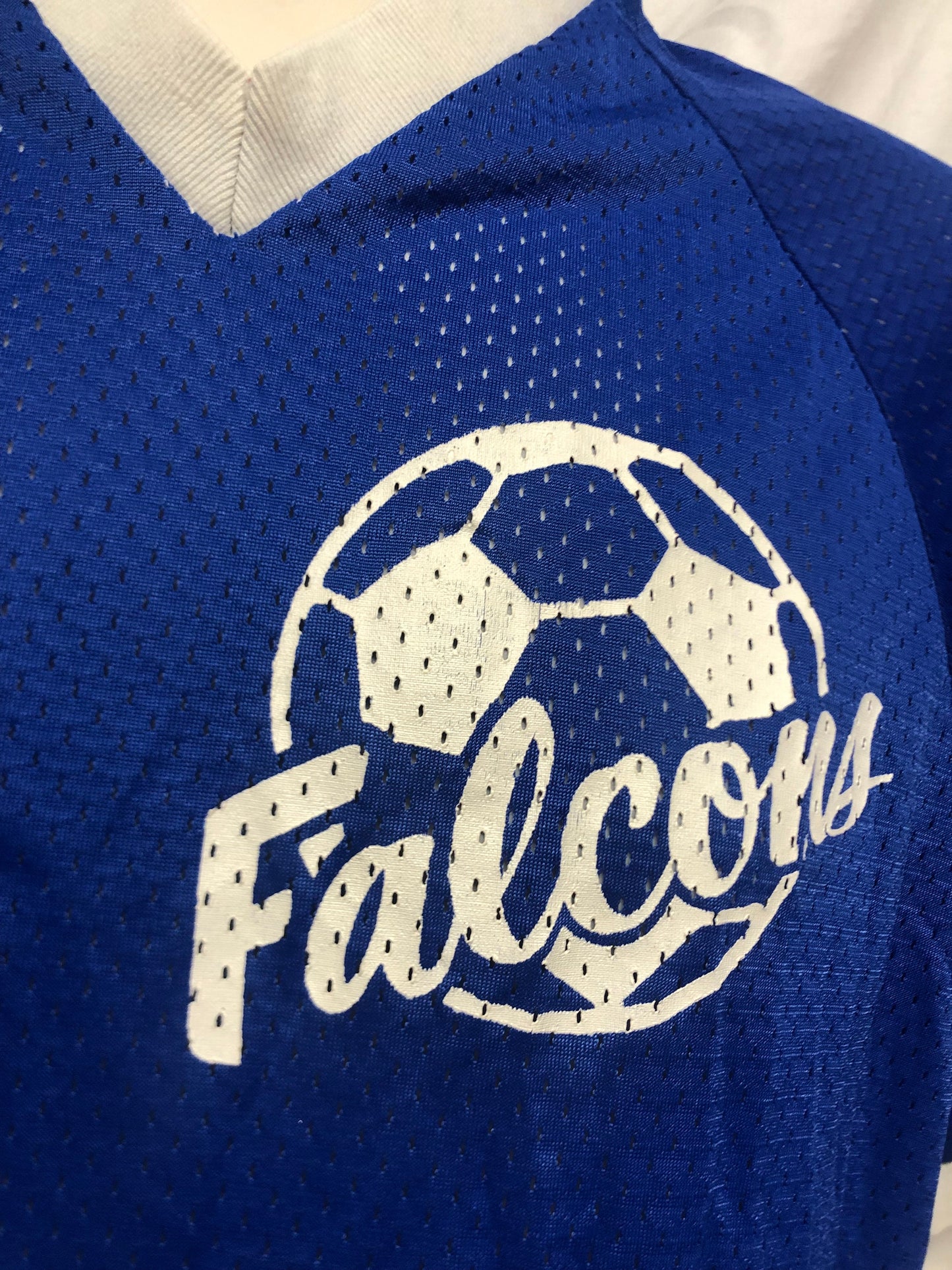 Vintage 70s/80s Soffee Falcons Soccer Football Blue Mesh Jersey USA Ringer