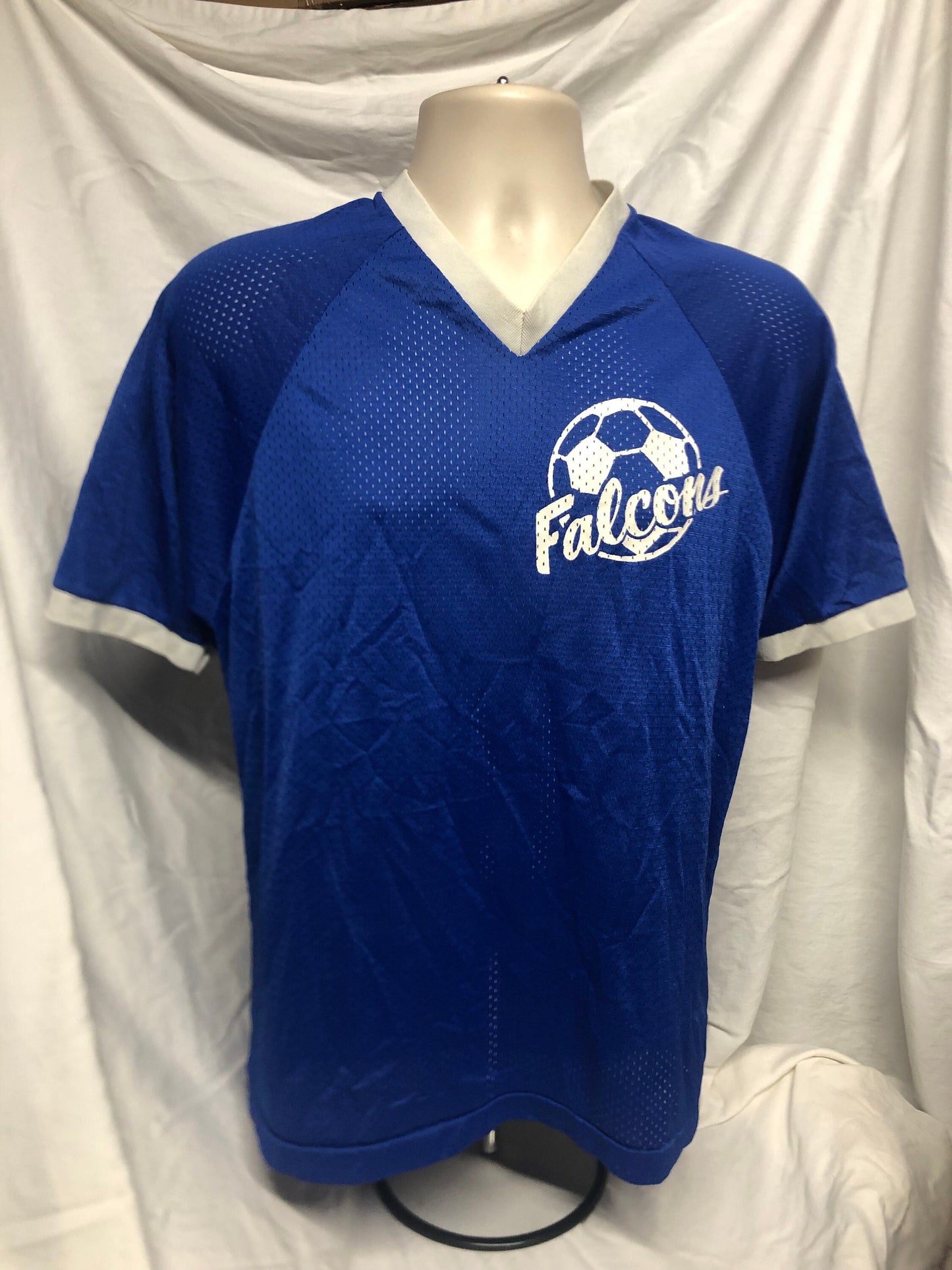 Vintage 70s/80s Soffee Falcons Soccer Football Blue Mesh Jersey USA Ringer
