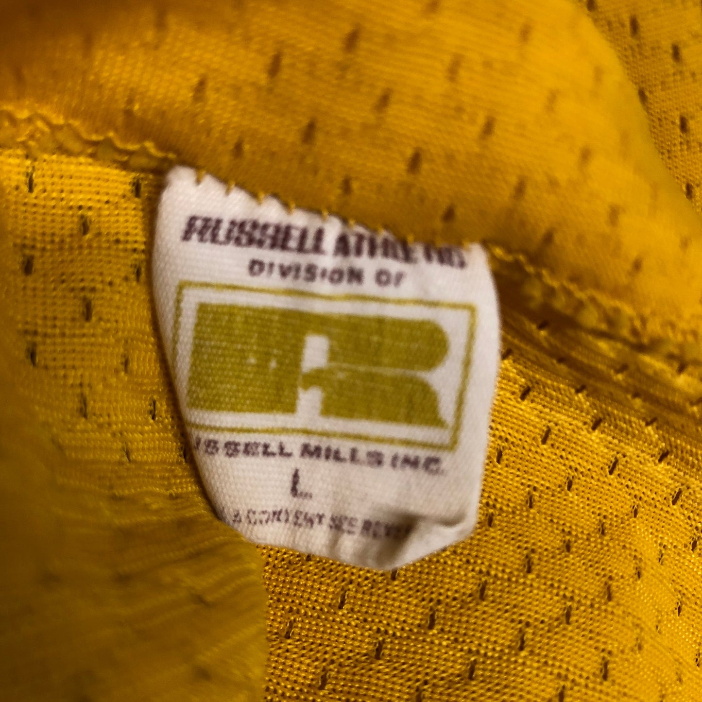 Vintage 80s Russell LARGE Yellow Mesh Blank Football Jersey USA