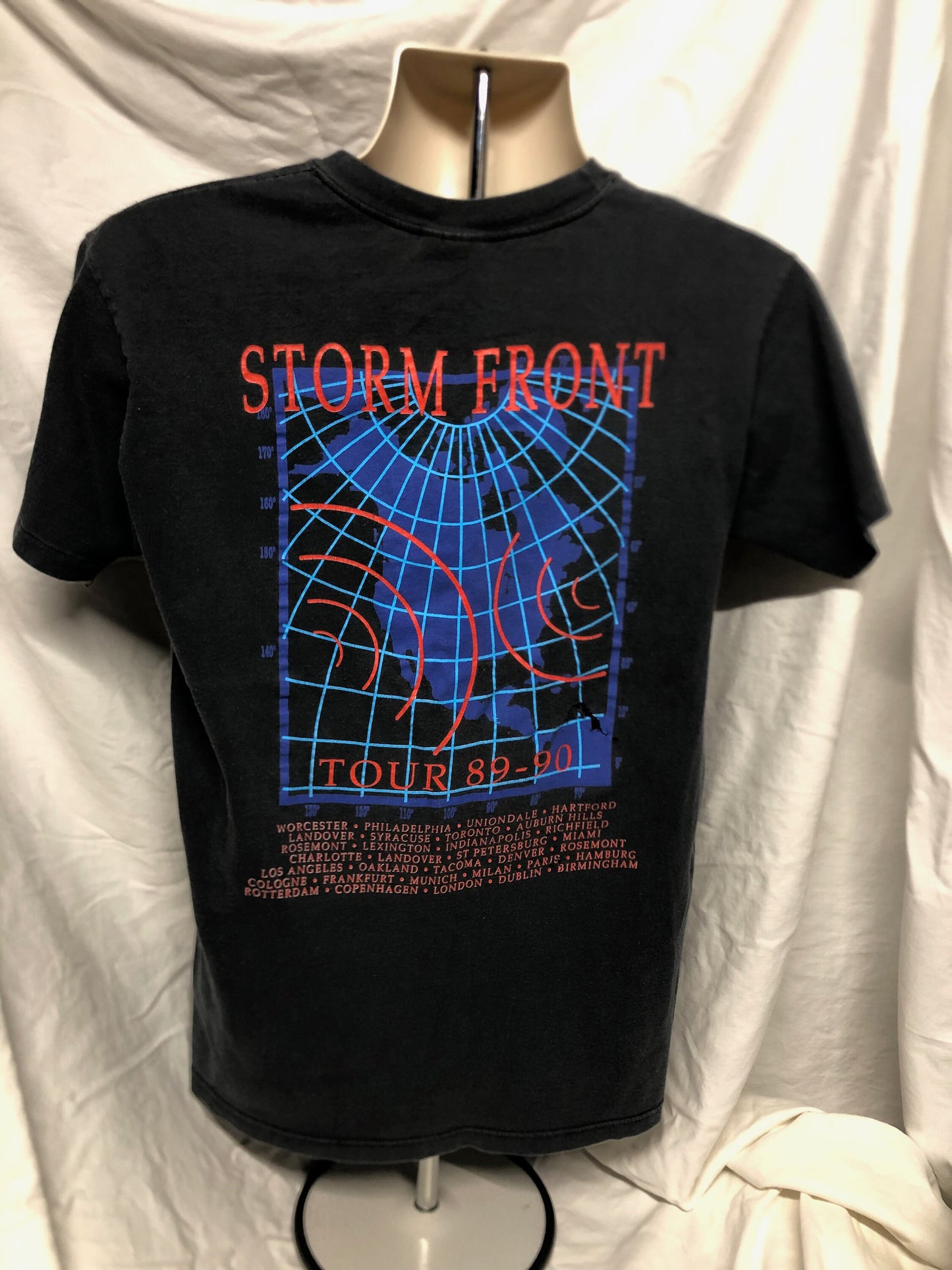 Vintage 80s Billy Joel 89 90 Storm Front Tour T Shirt Hanes Black 100 Cotton USA Single Stitch