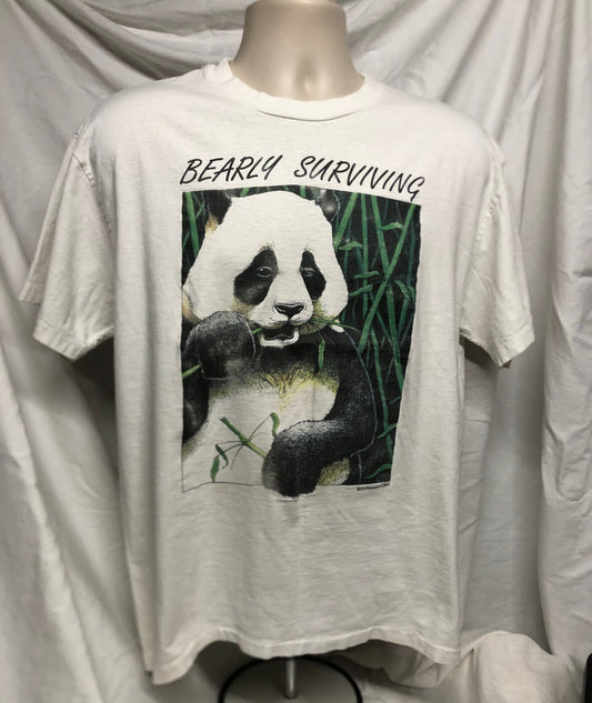 Vintage 90s Panda Human I Tees Nearly Surviving Large Hanes Heavyweight 1993 USA T-shirt