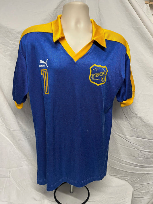 Vintage 70s Colorado Strikers Puma Blue Yellow Soccer Medium/Large Jersey Football West Germany