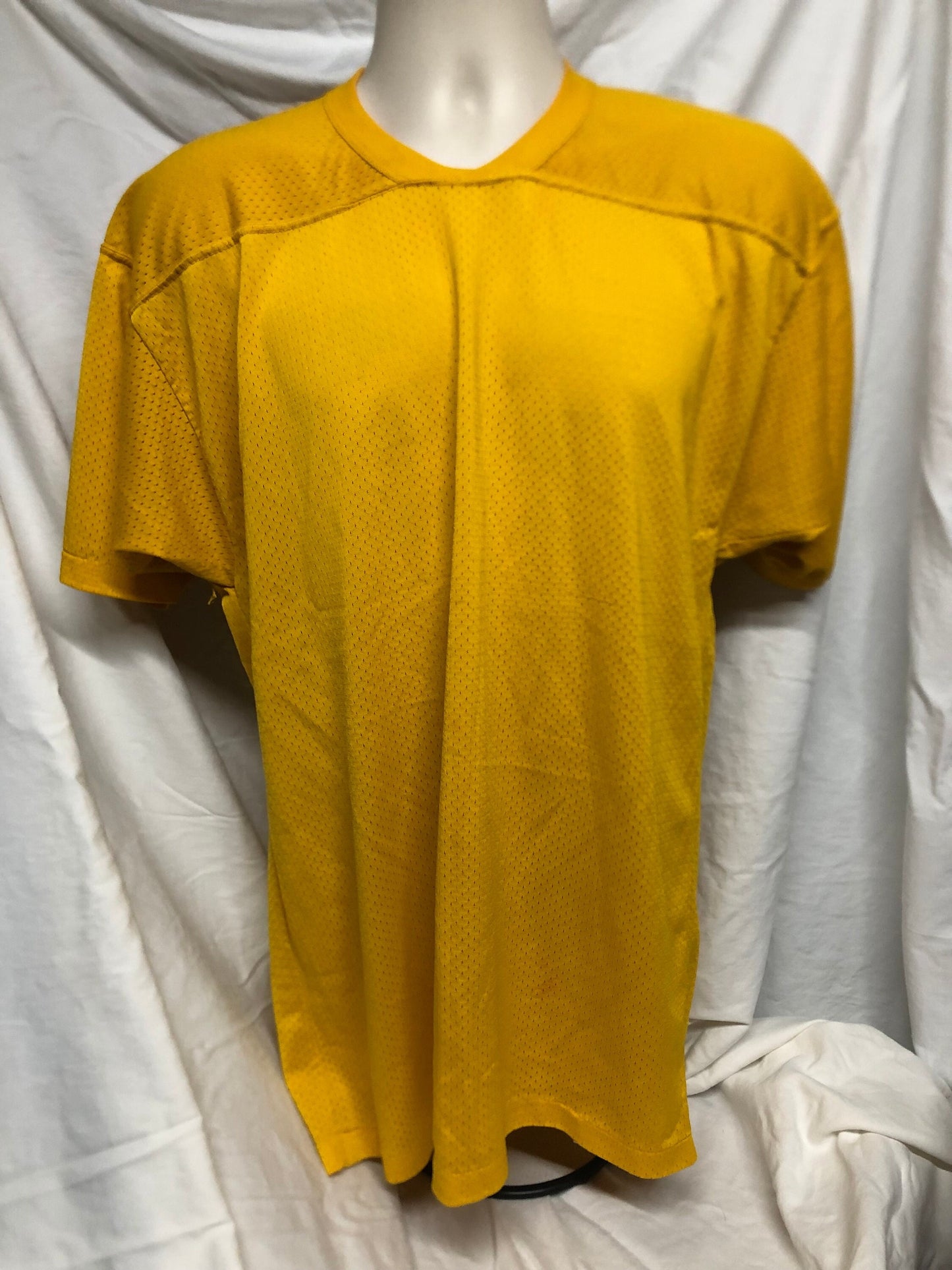 Vintage 80s Russell LARGE Yellow Mesh Blank Football Jersey USA